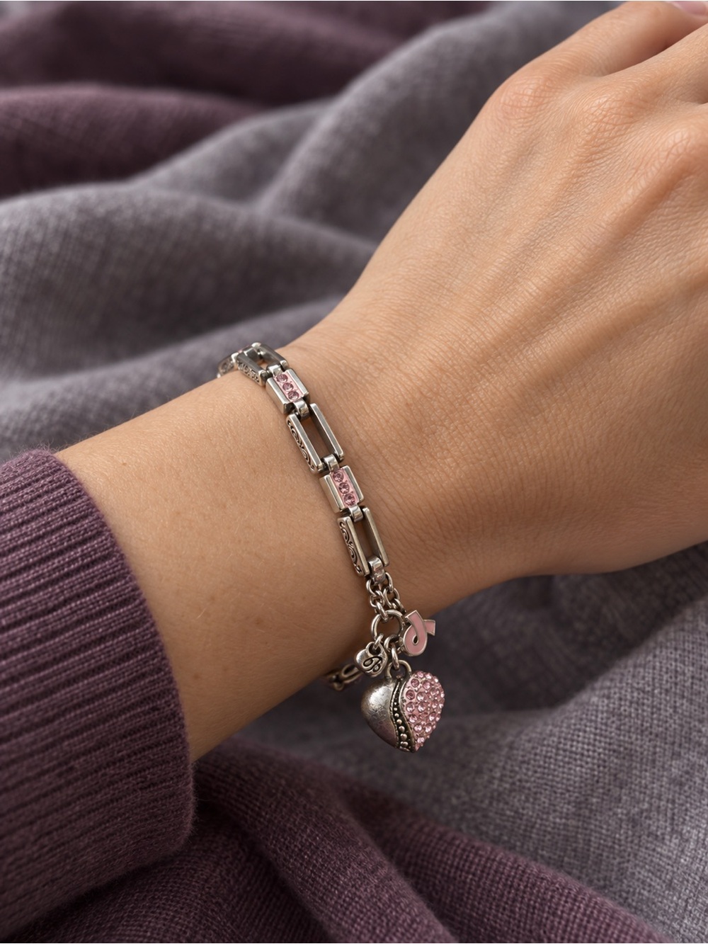 Brighton Power of Pink 2012 Bracelet Pink Crystal Heart Breast Cancer